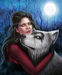 Gothic woman with wolf paint by number