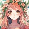 cute Floral anime girl paint by numbers