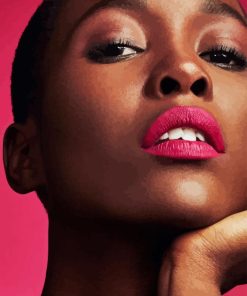 dark skin girk with Pink lipstick paint by number