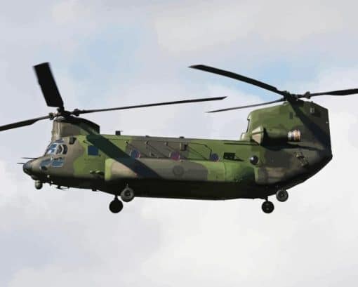 flying Chinook helicopter paint by numbers