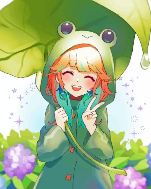 girl anime frog paint by numbers